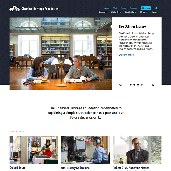 Web Design and Drupal architecture and implementation for The Chemical Heritage Foundation