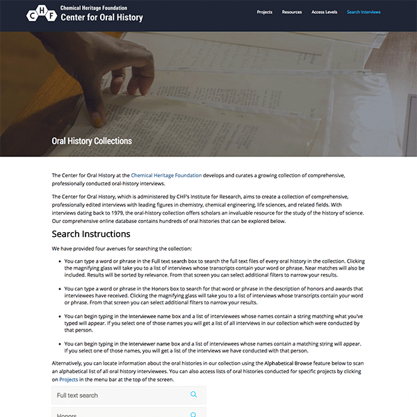 Web Design and Drupal architecture and implementation for the Chemical Heritage Foundation
