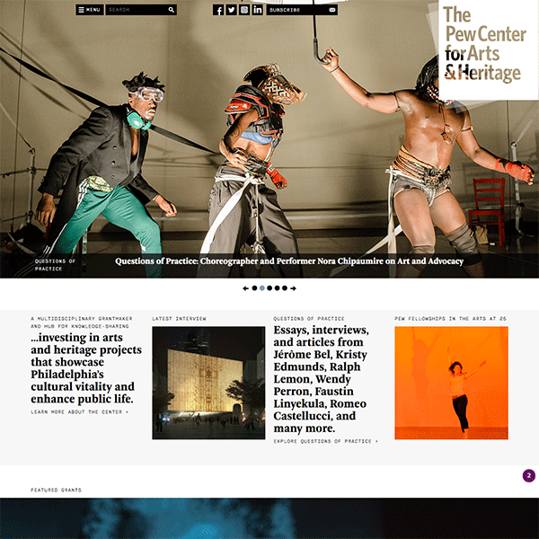 Drupal 7 implementation for The Pew Center of the Arts in Philadelphia PA